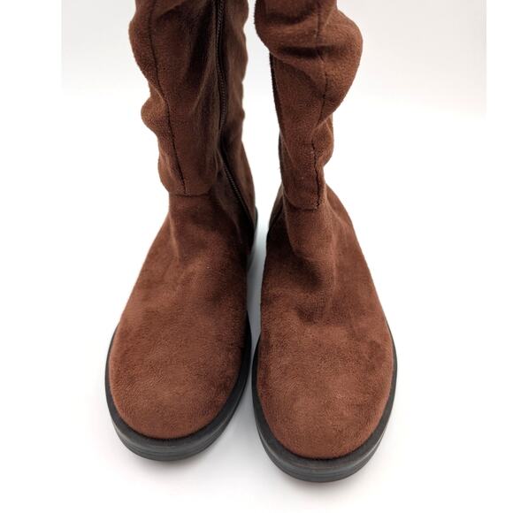Steve Madden Kids' Jcecee Ruched Slouched Cognac Suede Boot Brown Size US3 EU34 - Picture 2 of 12